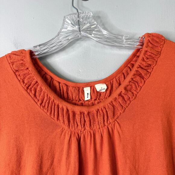 Anthro Moth Pullover Dolman Batwing Orange Silk Blend Short Sleeve Sweater Sz M - Picture 10 of 11